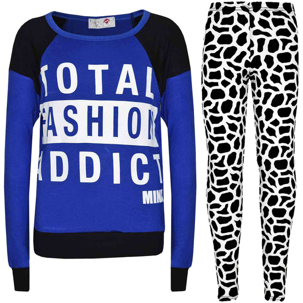 Kids Girls TOTAL FASHION ADDICT Printed Trendy Top & Fashion Legging Set 7-13 Yr