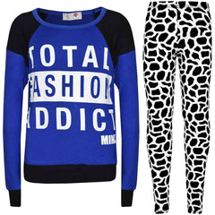 Kids Girls TOTAL FASHION ADDICT Printed Trendy Top & Fashion Legging Set 7-13 Yr