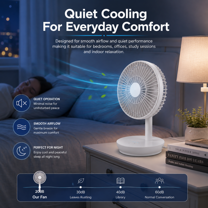 6 Inch White USB Desk Portable Cooling Fan with 4 Speeds LED Indicator Table Fan