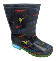 A2Z 4 kids Boys Girls Dinosaur Print Light Up Wellington Boots PVC Rain Wellies