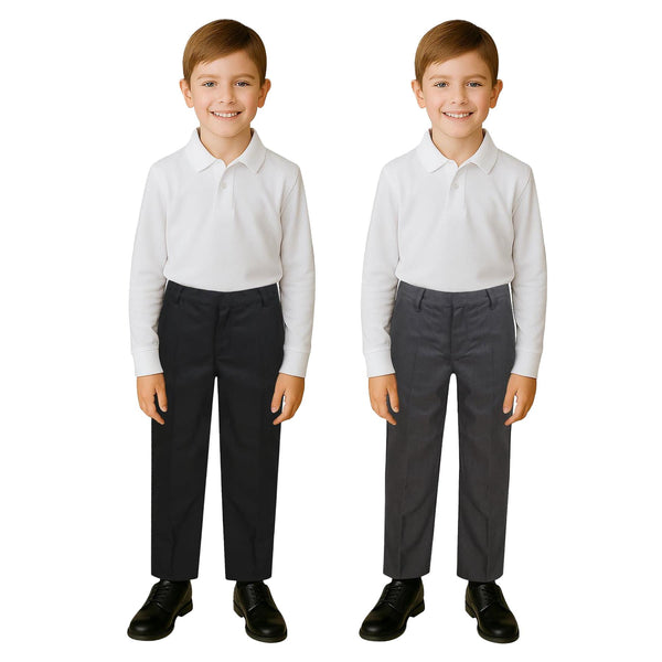 Kids Boys Teens 2 Pack School Uniform Pant Teflon Coated Reinforced Knee Pants