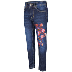 Kids Girls Jeans Embroidered Denim Comfort Stretchy Skinny Pants Age 5-13 Years