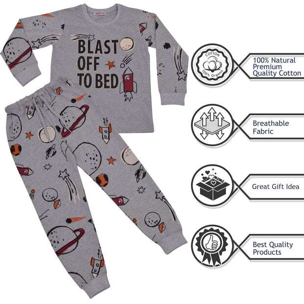 Kids Girls Blast Off To Bed Print Pyjamas Set - A2Z 4 Kids