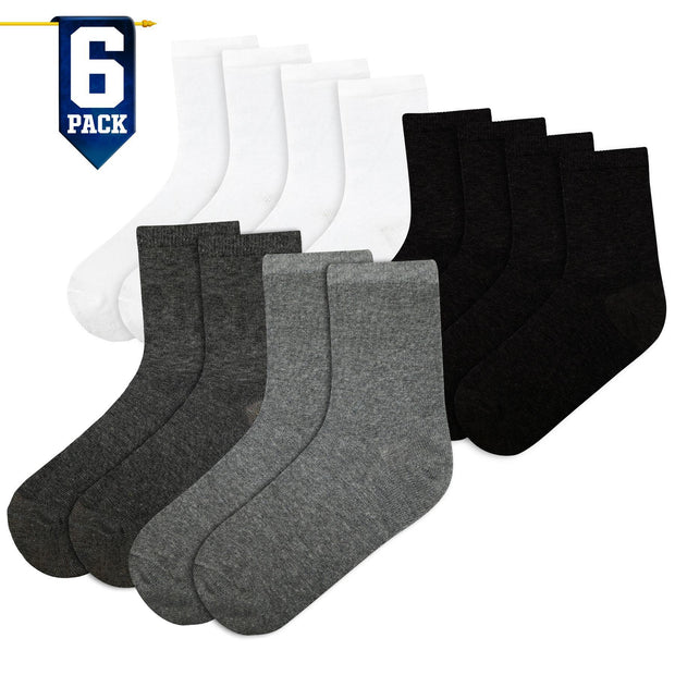 Boys Girls Kids Back to School Cotton Rich Plain Ankle School Socks Pack Of 6 - A2Z 4 Kids