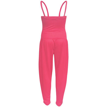 Girls Jumpsuit Kids Plain Color Trendy Playsuit All In One Jumpsuits 5-13 Years