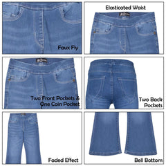 A2Z 4 Kids Girls Denim Jeans Bell Bottom Flared Lightweight Pants Age 5-14 Years