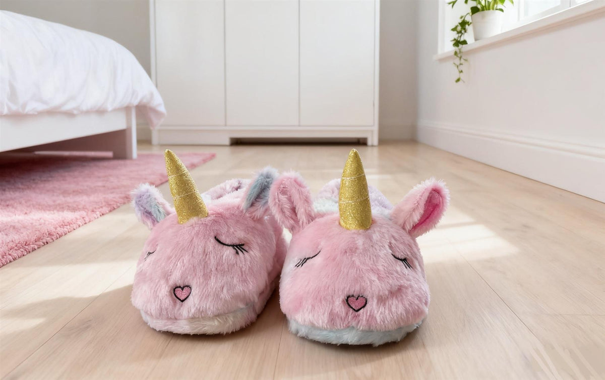 A2Z Unicorn Slippers Plush Soft Warm Cute Indoor Shoes For Kids & Womens