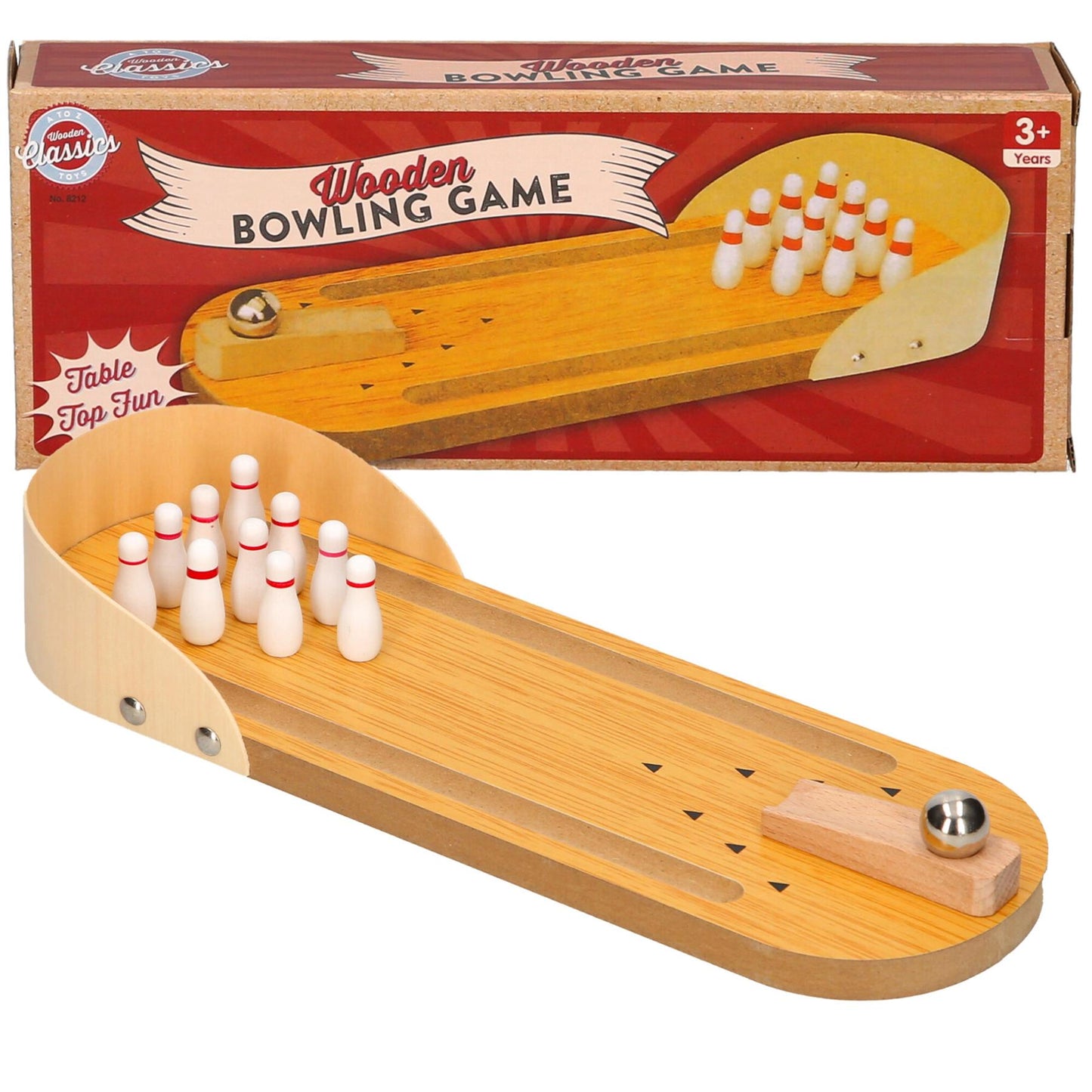 A2Z 4 Kids Mini Bowling Wooden Tabletop Toy Set Kids Miniature Skittles Game Set