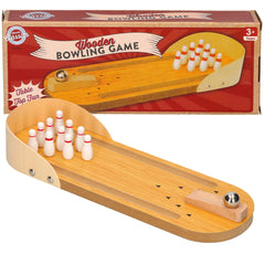 A2Z 4 Kids Mini Bowling Wooden Tabletop Toy Set Kids Miniature Skittles Game Set