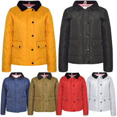 Kids Jackets Girls Quilted Padded Collar Buttoned Zipped Jacket Age 5-13 Years