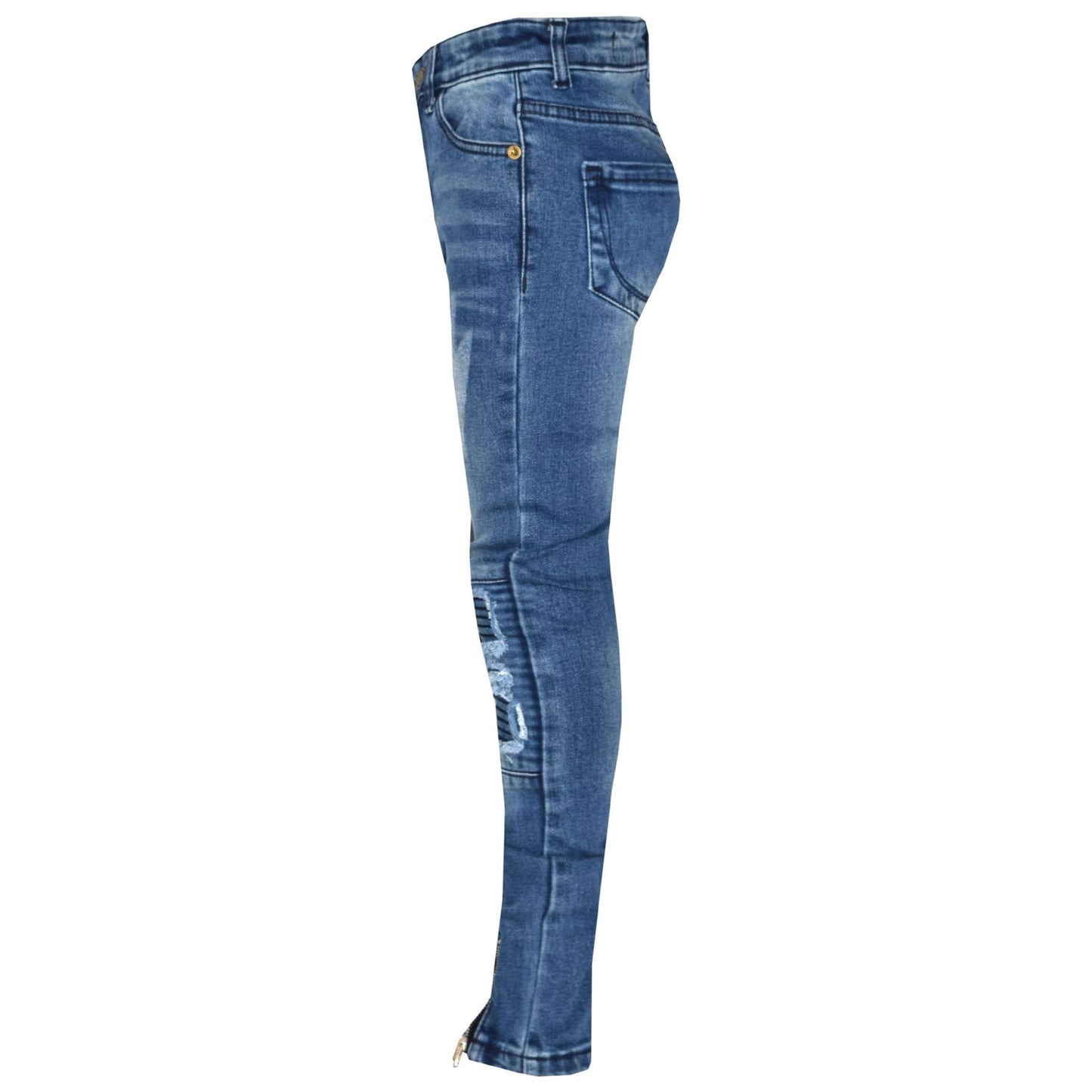 Kids Girls Stretchy Jeans Designer Ripped Drape Panel Denim Pant Trouser 5-13 Yr
