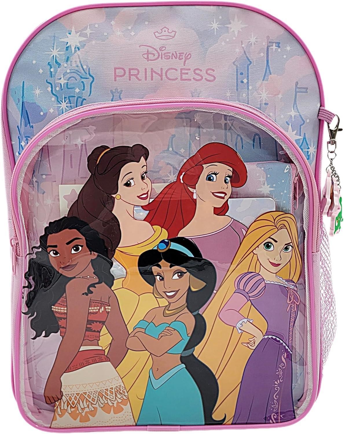 Disney Princess Girls School Backpack With Pencil Case Notebook Pencils Stickers