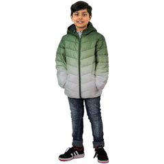 Kids Boys Hooded Jackets 3D Two Tone Fade Gradient Padded Warm Thick School Coat