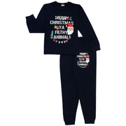 A2Z 4 Kids Girls Boys Christmas Pyjamas Children PJs 2 Piece Festive Set Ya Filthy Animal Santa Print Navy Lounge Suit for Children Unisex Top Bottom Pyjamas Loungewear Gifts Age 2-3, 3-4, 5-6, 7-8, 9-10, 11-12 & 13 Years