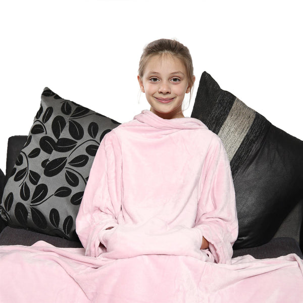 Girls Baby Pink Wearable Snuggle Blanket With Sleeves Super Soft Warm Fleece