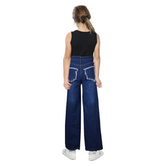 Kids Girls Palazzo Jeans Wide Leg Stretchy Denim Flared Fashion Baggy Pants 5-14