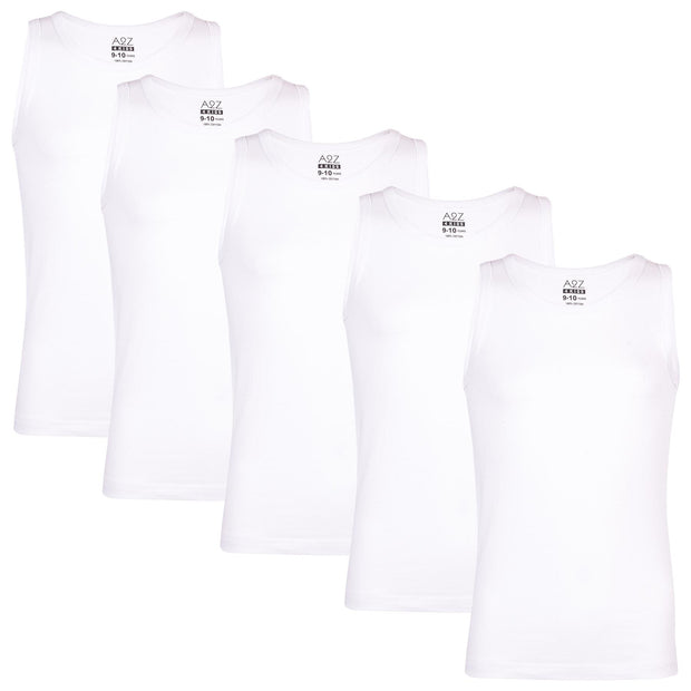 Kids Boys 5 Pack Vest Top 100% Cotton Fashion Underwear Sleeveless Summer Vest - A2Z 4 Kids