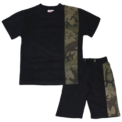 A2Z 4 Kids Kids Boys T Shirt Shorts 100% Cotton Camo Green Contrast Panelled Trendy Fashion Summer Top Short Set New Age 5 6 7 8 9 10 11 12 13 Years