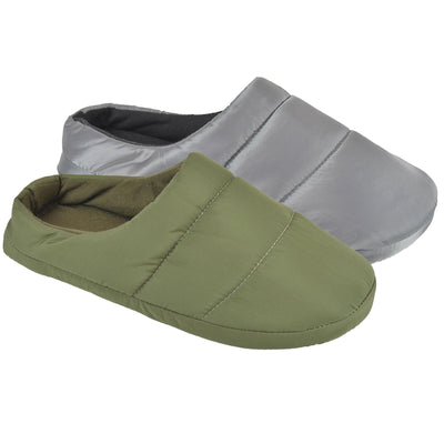 A2Z Mens Plain Mule Slippers Quilted Puffa Slip-On House Shoes