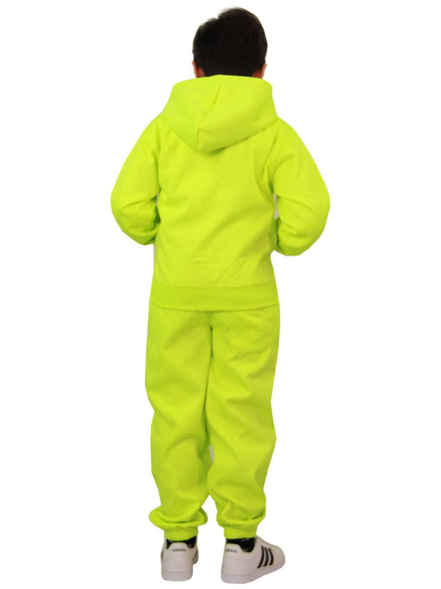 A2Z 4 Kids Boys Girls Plain Tracksuit Contrast Fleece Neon Green And Black Hoodie with Joggers Jogging Sweatpants Pants Sports Activewear Outfit Set For Girls Boys Age 5 6 7 8 9 10 11 12 13 Years