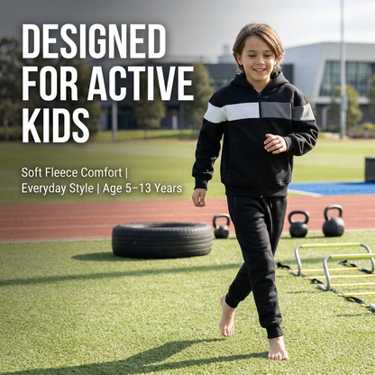 Kids Girls Boys Tracksuit Contrast Panelled Hoodie & Bottom Jogging Suits