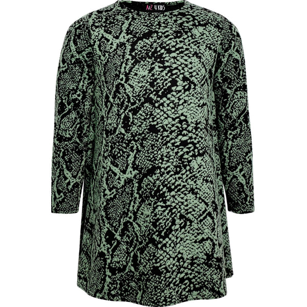 Kids Girls Swing Dress Long Sleeve Snake Flared Party Wear Summer Dresses 5-13