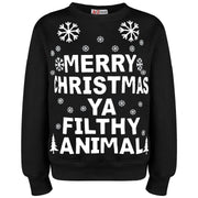 Girls Boys Christmas Jumper Novelty " Merry Christmas Ya Filthy Animal " Sweater Age 7-13 YearsGirls Boys Christmas Jumper Novelty " Merry Christmas Ya Filthy Animal " Sweater Age 7-13 Years