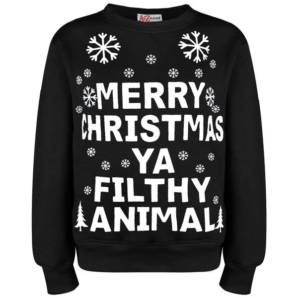 Girls Boys Merry Christmas Jumper Xmas Holiday Crewneck Sweatshirt Pullover Top