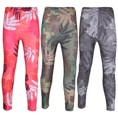 Kids Girls Legging Camo Leaves Print Summer Fashion Bottoms 7-13 Yr