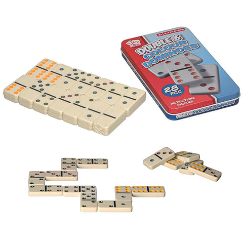Kids Dominoes Game Set 28 Tile Colored Dots Double Six Educational Game Set