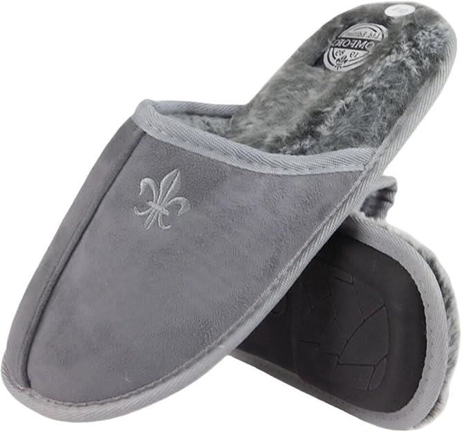 Mens Memory Foam Mule Slippers Quilted Puffa Fleece Lined Slip-On House Shoes
