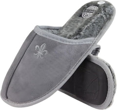 Mens Memory Foam Mule Slippers Quilted Puffa Fleece Lined Slip-On House Shoes