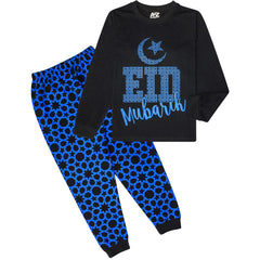 Kids Girls Childrens Black Eid PJS Pyjamas Sleepover 2 Piece Cotton Gift 2-13