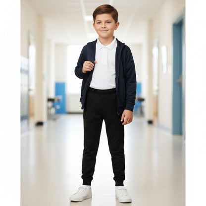 Kids Girls Boys Plain Jogging Bottoms Cuffed Joggers Sweatpants Trousers 2-14 Yr