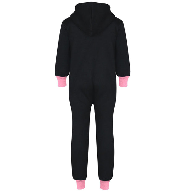 A2Z 4 Kids Girls Baby Pink Contrast Fleece Onesie All In One Jumsuit Playsuit Nightwear New Age 2 3 4 5 6 7 8 9 10 11 12._13 Years