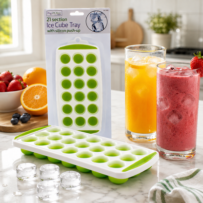A2Z 21 Cube Ice Tray Silicone Push Up Easy Release Freezer Ice Mould PP TPR