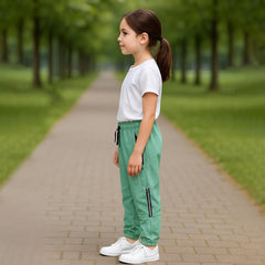 Kids Girls Cargo Trousers Elasticated Waist Drawstring Joggers Activewear Pant