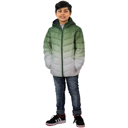 Kids Boys Hooded Jackets 3D Two Tone Fade Gradient Padded Warm Thick School Coat