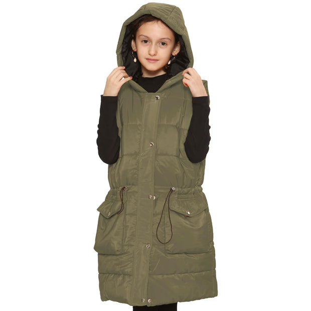 Kids Girls Fashion Oversized Gilet Long Line Jacket Long Sleeveless Coat 7-13 Yr