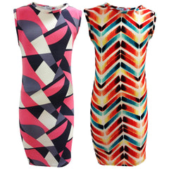 Girls Midi Dress Chevron & Abstract Print Sleeveless Midi Dress Top 7-13 Years