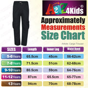 A2Z 4 Kids Boys Trouser Designer Youth BDU Ranger 6-Pocket Black Combat Cargo Trousers Fashion Jogging Pants New Age 5 6 7 8 9 10 11 12 13 Years