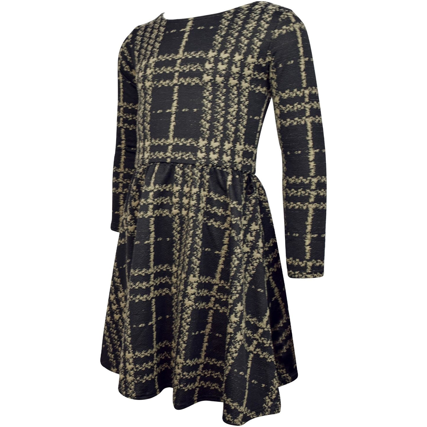 Kids Girls Skater Dress Long Sleeve Tartan Flared Party Summer Dresses 5-13