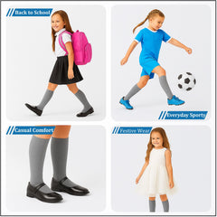 Kids Girls Plain Knee High Socks Pack of 3 Comfortable School Cotton Socks