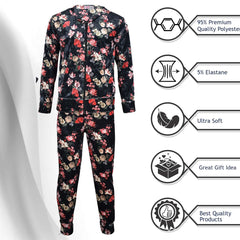Girls Jogging Suit Floral Print Zip Up Velour Set Top Bottom Outfit Clothing Set