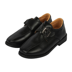 Kids Boys Teens Black School Shoes PU Leather Touch Fasten Strap Size 10 to 5