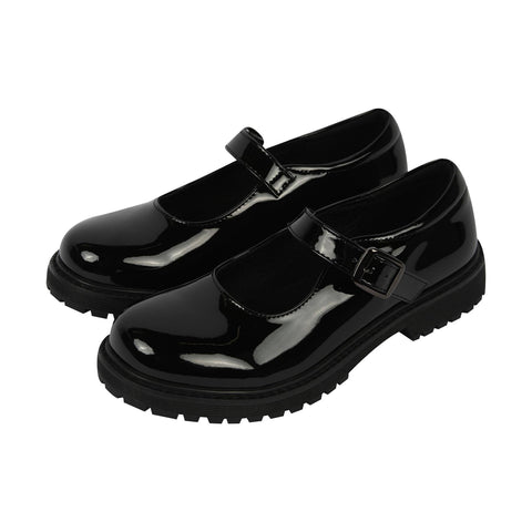 A2Z Girls Teens Womens Black Patent Mary Jane School Shoes Smart Buckle Footwear