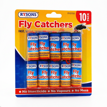 Fly Catchers 10 Pack Sticky Ribbon Insect Traps Indoor Hanging Fly Paper Rolls