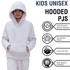 Kids Boys Girls Plain Pyjama Extra Soft Loungewear Thick Pile Fleece PJS Set