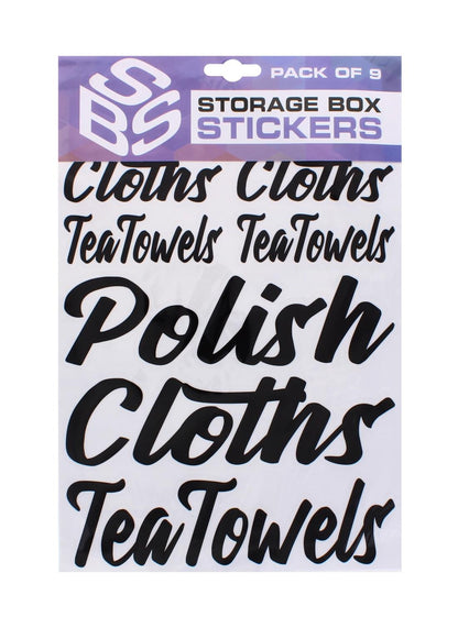 A2Z Storage Box Stickers Assorted 9 Pack Vinyl Organising Labels for Home