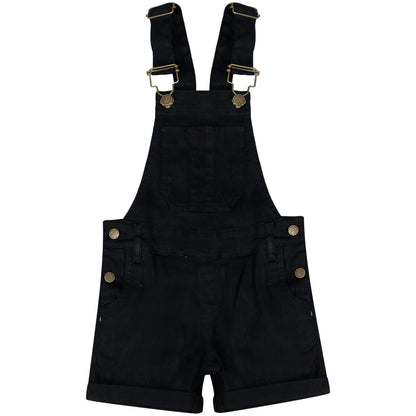 Kids Girls Denim Stretch Dungaree Shorts Jumpsuit Playsuit All In One 7-13 Years